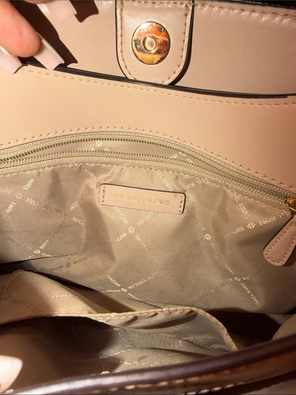 Michael Kors Cream and Blush Signature Satchel
